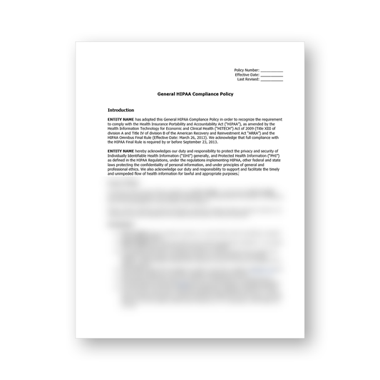 General HIPAA Compliance Policy Template