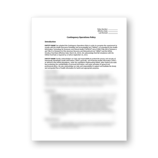 HIPAA Contingency Operations Policy Template