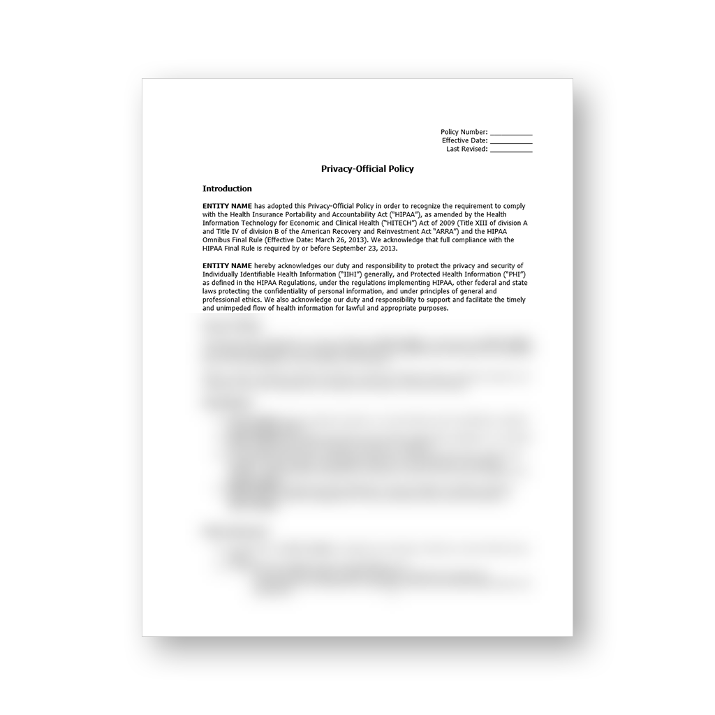 HIPAA Policy Template Package (All 57 Templates)