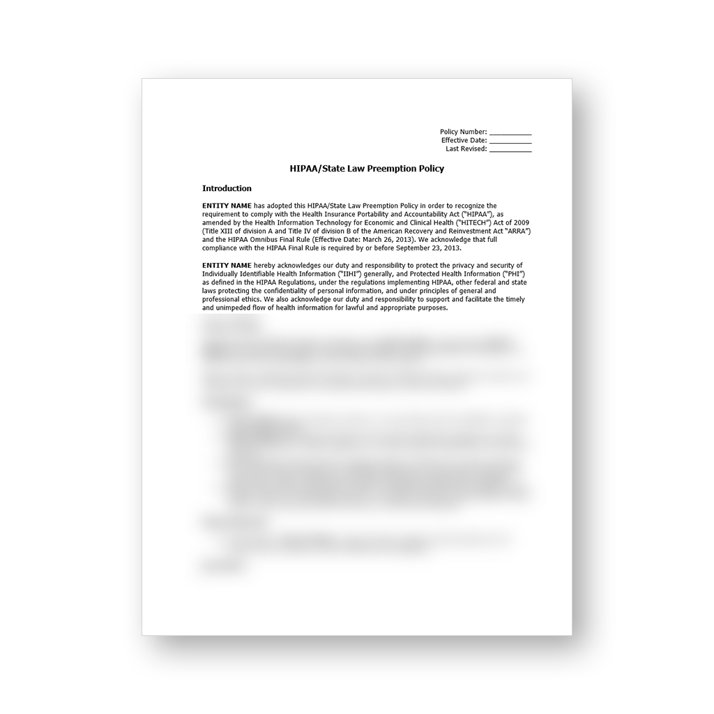 HIPAA Policy Template Package (All 57 Templates)