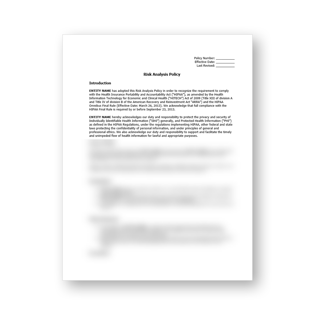 HIPAA Policy Template Package (All 57 Templates)