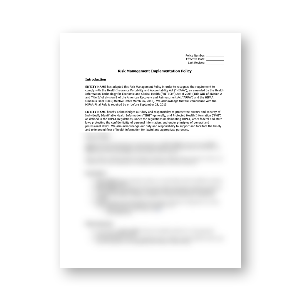 HIPAA Policy Template Package (All 57 Templates)