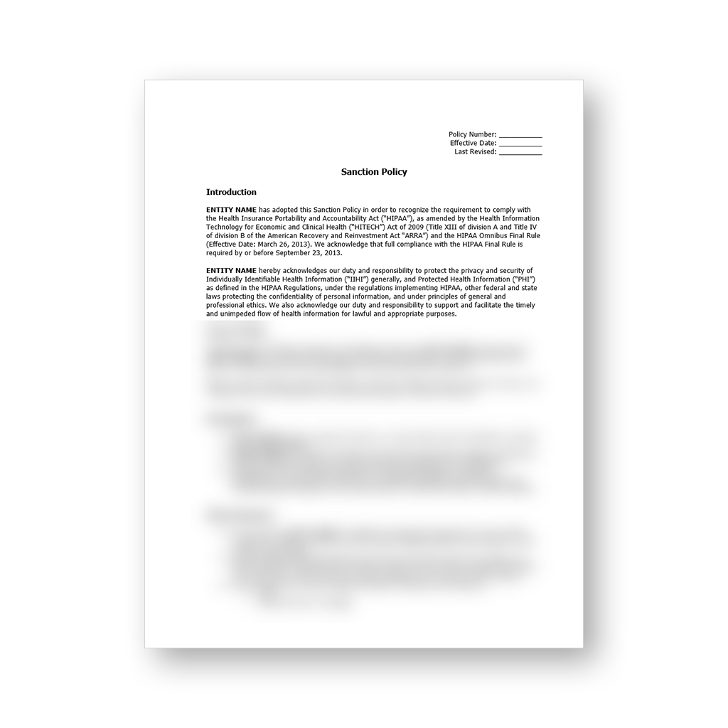 HIPAA Policy Template Package (All 57 Templates)
