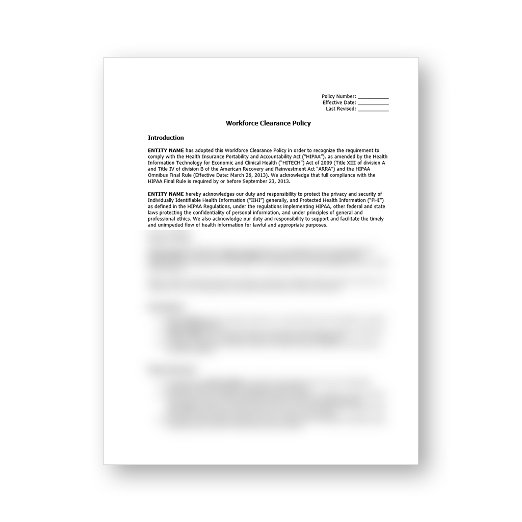 HIPAA Policy Template Package (All 57 Templates)