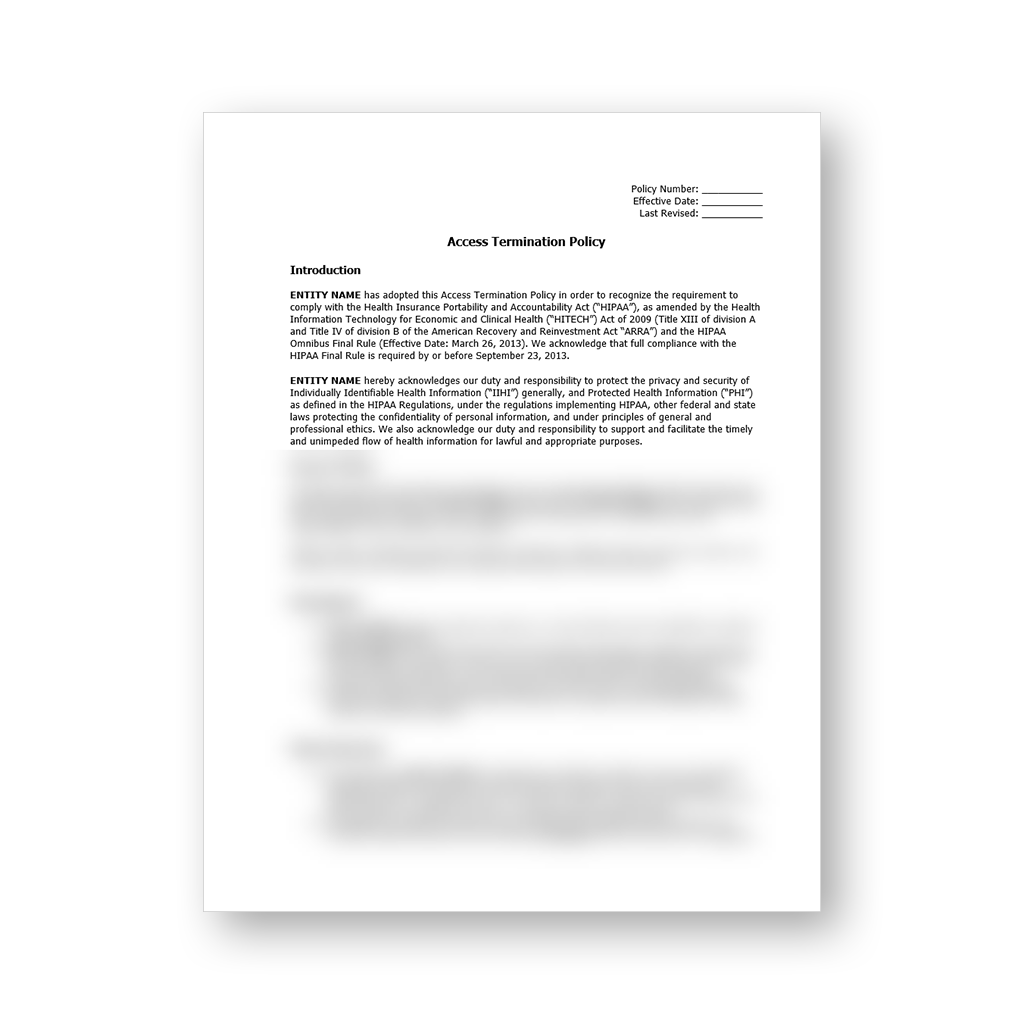 HIPAA Policy Template Package (All 57 Templates)
