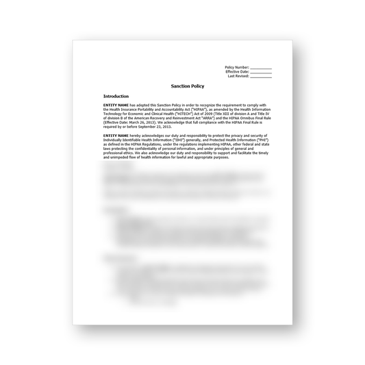 HIPAA Sanction Policy Template