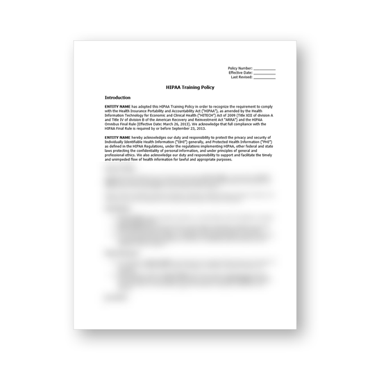 HIPAA Training Policy Template
