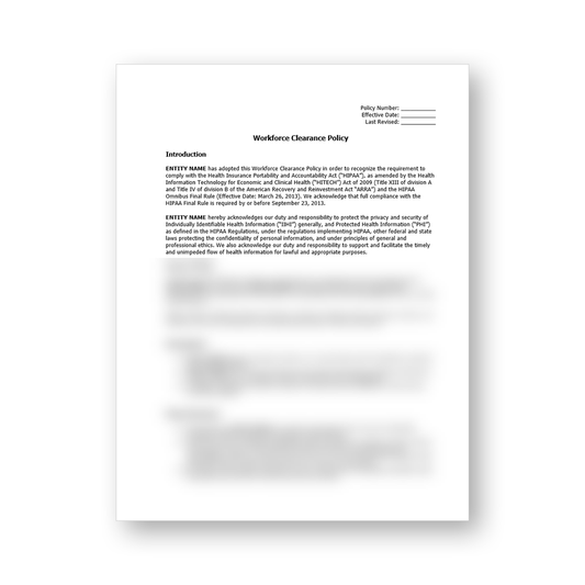 HIPAA Workforce Clearance Policy Template