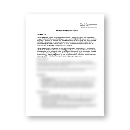 HIPAA Workstation Security Policy Template