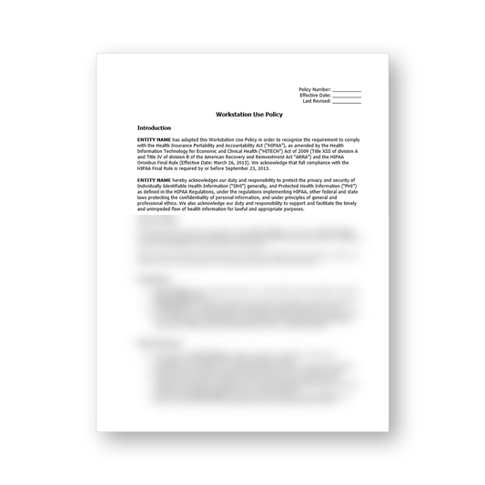 HIPAA Workstation Use Policy Template