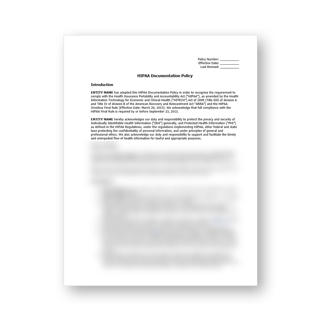HIPAA Policy Template Package (All 57 Templates)