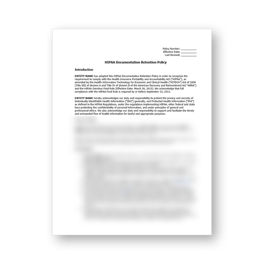 HIPAA Documentation Retention Policy Template