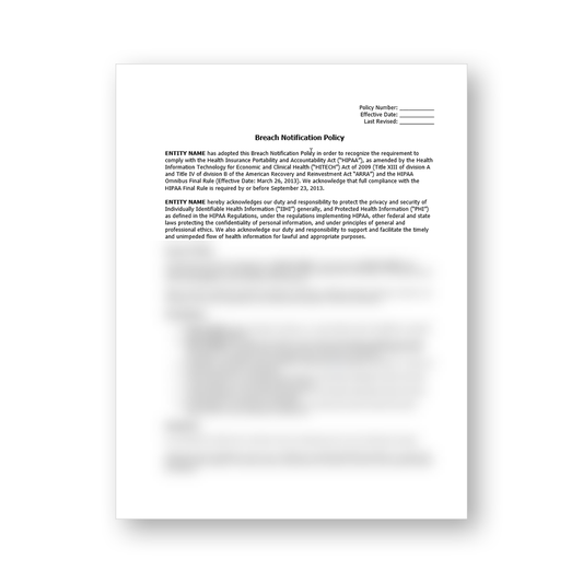 HIPAA Breach Notification Policy Template