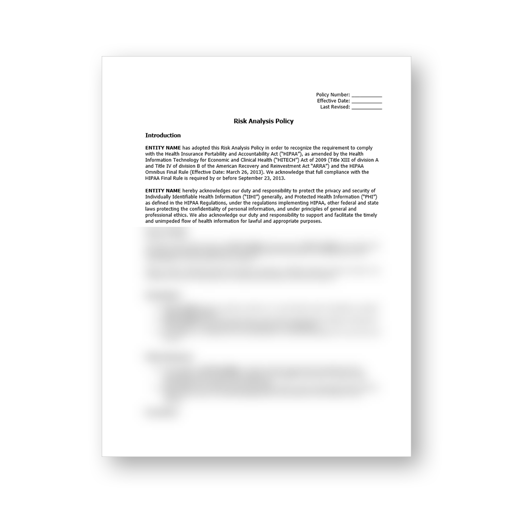 HIPAA Risk Analysis Policy Template