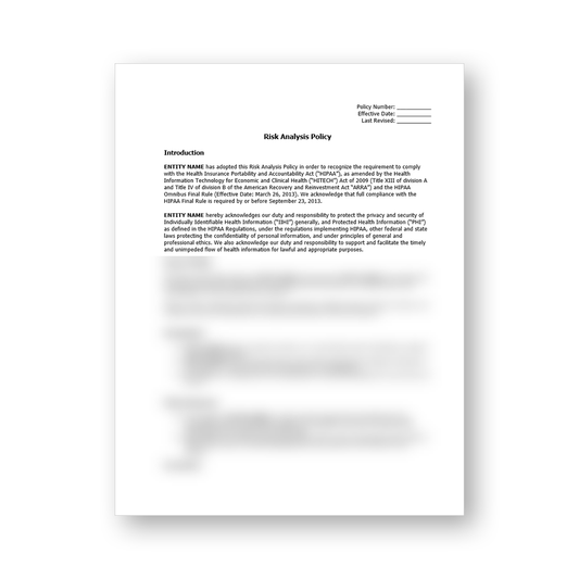 HIPAA Risk Analysis Policy Template