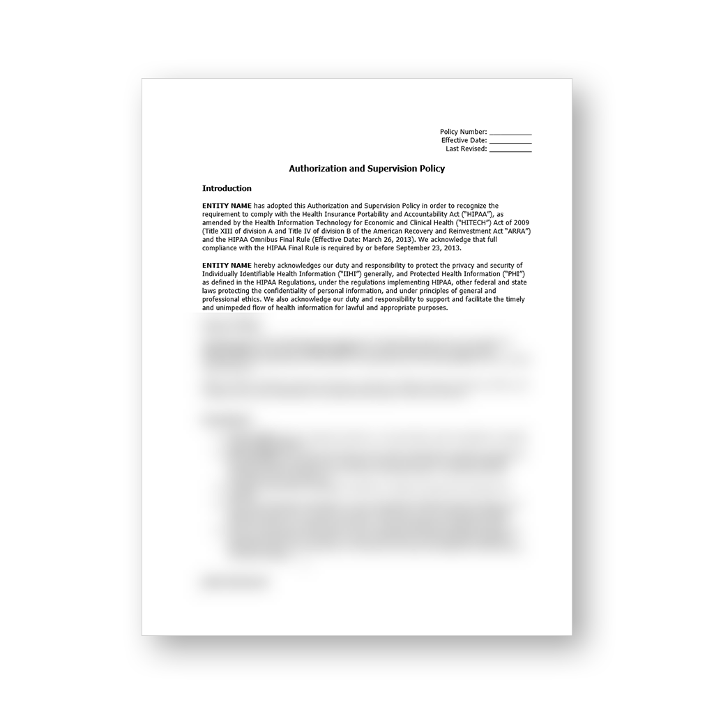 HIPAA Policy Template Package (All 57 Templates)