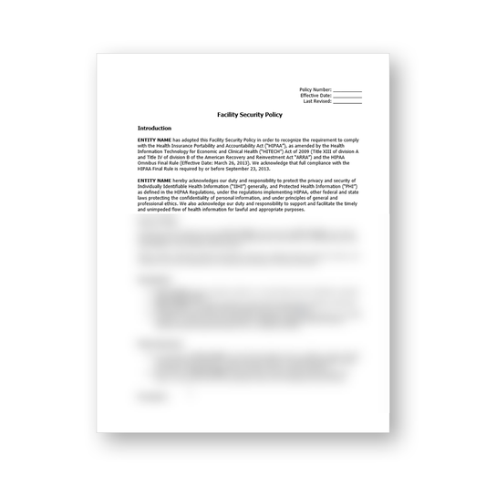 HIPAA Facility Security Policy Template